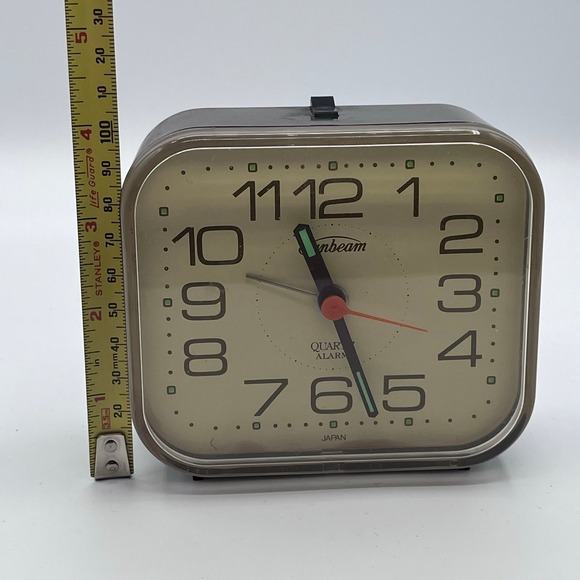 Vintage Sunbeam Quartz Alarm Clock SCC 883-28 Japan Brown Retro Tested Works - Picture 4 of 4